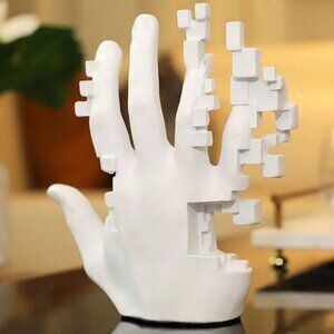 WHITE ABSTRACT HAND SCULPTURE